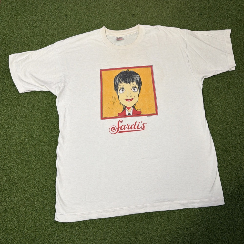 Vintage 90s Sardi's Restaurant Theatre T-Shirt Mens XL Liza Minnelli Art Tee